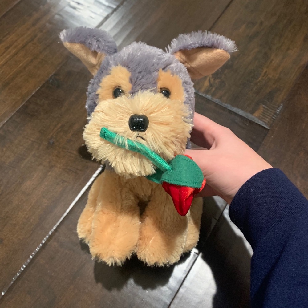Valentine’s Day Terrier Dog Rose Stuffed Animal